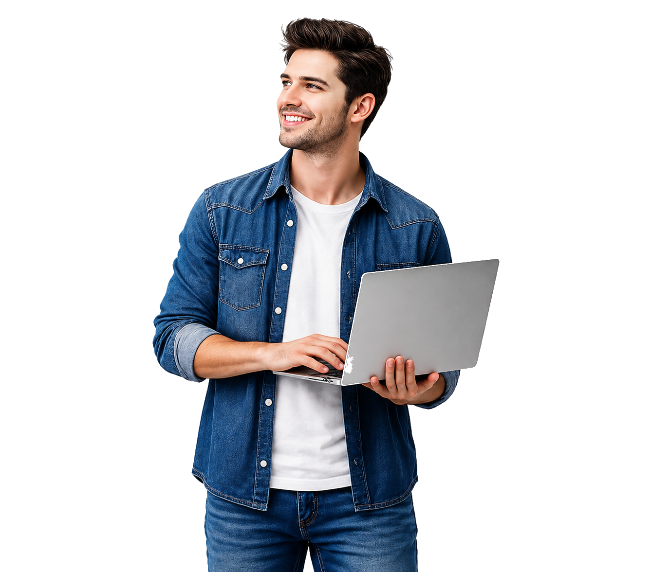 Job seeker with laptop